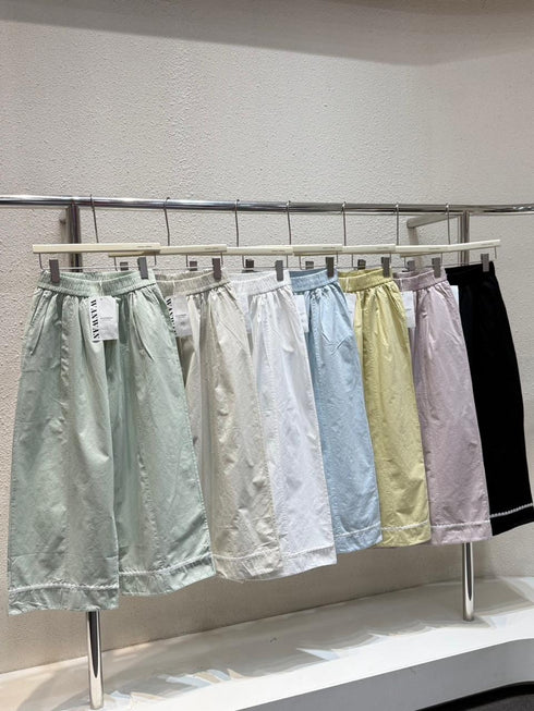 WANWAN Wide Leg Lace Border Trousers
